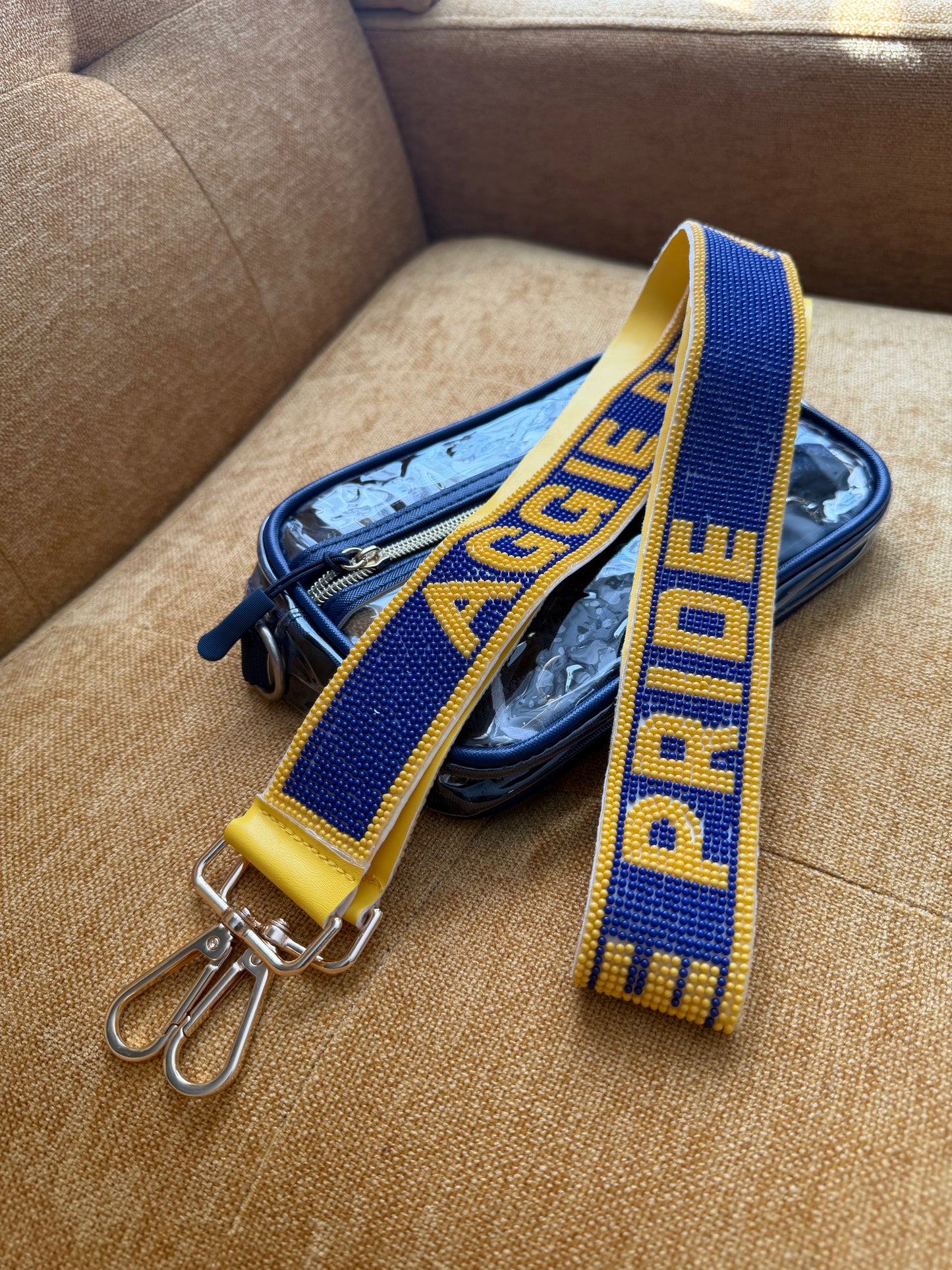 NCAT Beaded purse strap and clear bag