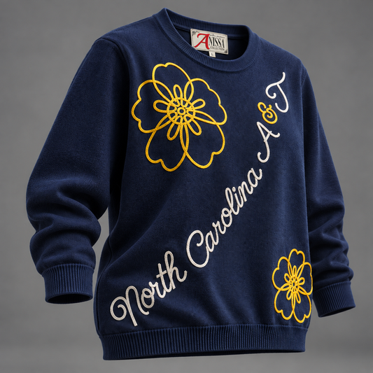 A&T Navy Flower Long Sleeve Knit Top (Anissa Collection)